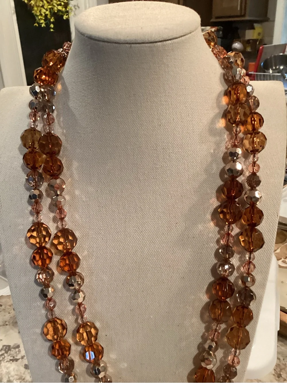 Vintage Joan Rivers Bead Layered Necklace shades of gold